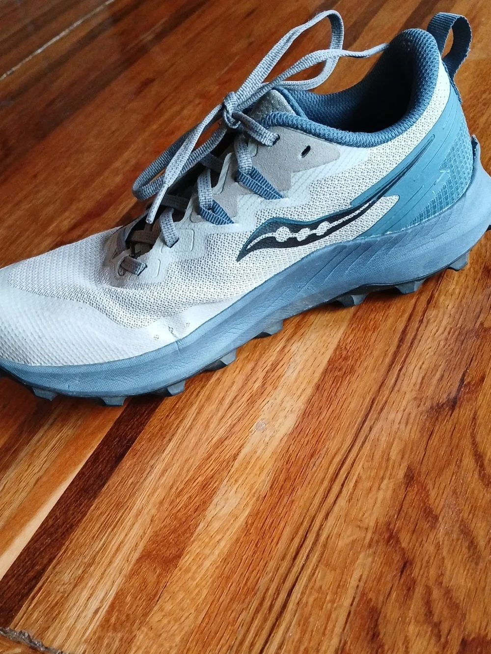 Mens Saucony Peregrine 14 Running Shoes - Light Gray/Blue - 8